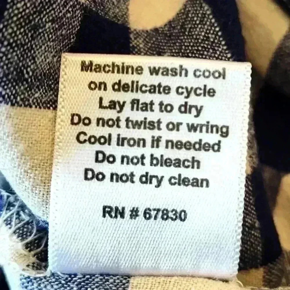 Coral Bay Navy/Cream gingham check button down | 3/4 sleeve | Medium - Picture 6 of 6